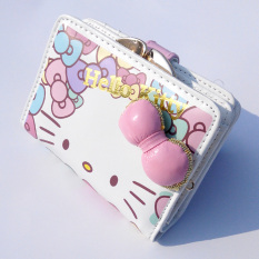 Hello Kitty Kartun Dompet Wanita Dompet (Putih Busur India Tempat)