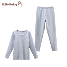 Hellobaby Katun Model Musim Dingin Anak-anak Yang Hangat Pakaian Dalam Baju Musim Gugur Long Johns (Ya Abu-Abu)