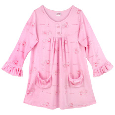 HelloKitty Anak Perempuan Musim Semi Dan Musim Gugur Gaun Tidur Anak-anak Baju Rumah (Gaun Tidur-Merah Muda)