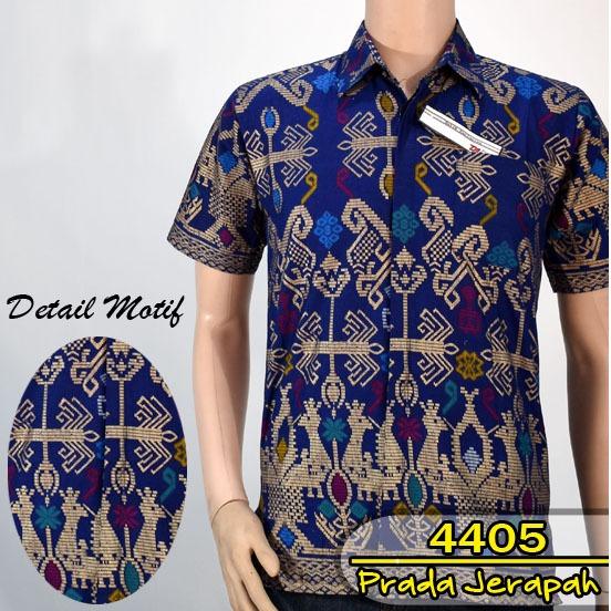 Hem Batik Printing Emas Jerapah Slimfit Lengan Pendek baju Kondangan Pria Kemeja Formal