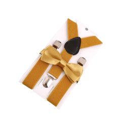 HengSong Adapula Anak Dasi Kupu-Kupu Y-Belakang Celana Klip-Di Atas Sabuk Tali Ikat Tali Kawat Elastis Yang Dapat Disesuaikan Sesuai Selera Jahe Kuning