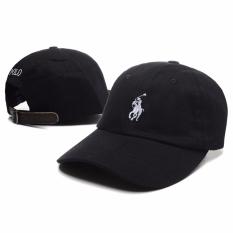 Hequ Fashion baru merek topi sesuai ukuran Unisex topi Baseball wanita pria POLO Snapback topi gaya chic hitam - International