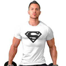 Hequ Superman kebugaran ruang olahraga binaraga kaos oblong (putih)
- International