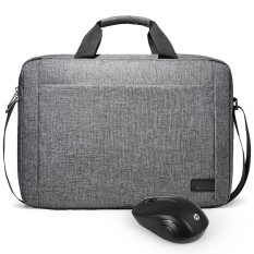 Hewlett-Packard (hp) Genius Fashion Business New 15.6-inch laptop bag waterproof material shoulder with HP mouse mouse set gray Z4 - intl