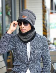Kualitas Tinggi Merek Knit Men's Winter Hat Caps Bonnet Musim Dingin Topi untuk Beanie Hangat Baggy Rajutan Hat dan Scarf (Abu-abu) -Intl