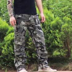Tinggi Kualitas Jeans Trouser Pria Santai Plus Ukuran Cotton Baggy Pocket Gaya MILITER ARMY Kamuflase KARGO CELANA Pria (Kamuflase) -Intl