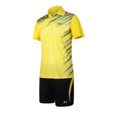 Kualitas Tinggi dan Bocah Laki-laki Lapangan Bulutangkis And Tenis Meja Olahraga T-shirt And Pants Bang Pendek Seragam Yang Ditetapkan -kuning (501 M)