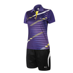 Tinggi Kualitas Perempuan dan Anak Perempuan Lapangan Badminton dan Tenis Meja Olahraga T-shirt dan Celana dengan Bang Bang Pendek Seragam Ditetapkan -ungu (501)