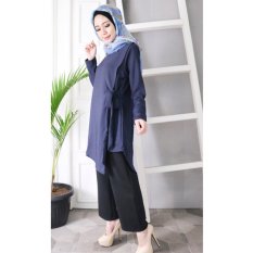 Hijab Dafa Baju Atasan Muslim Wanita Model Tunik Bahan Premium - Navy Blue