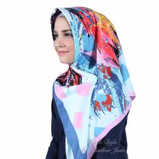 Hijab Dafa Pashmina Bunga Hijab Satin Segi Empat Jilbab Motif Abstrak Kombinasi Bahan Satin Motif H 03
