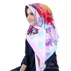 Hijab Dafa Pashmina Bunga Hijab Satin Segi Empat Jilbab Motif Abstrak Kombinasi Bahan Satin Motif H 05
