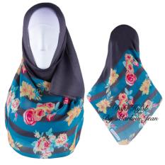 Hijab Dafa Pashmina Bunga Hijab Scraf Jilbab Motif Bunga Kombinasi Bahan Poly Turkey Turkish Motif 1 - Hitam