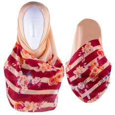 Hijab Dafa Pashmina Bunga Hijab Scraf Jilbab Motif Bunga Kombinasi Bahan Poly Turkey Turkish Motif 1 - Krem