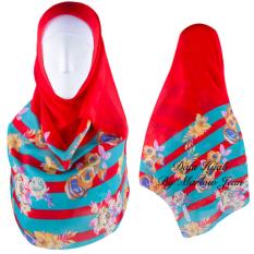 Hijab Dafa Pashmina Bunga Hijab Scraf Jilbab Motif Bunga Kombinasi Bahan Poly Turkey Turkish Motif 1 - Merah Kombinasi Hijau