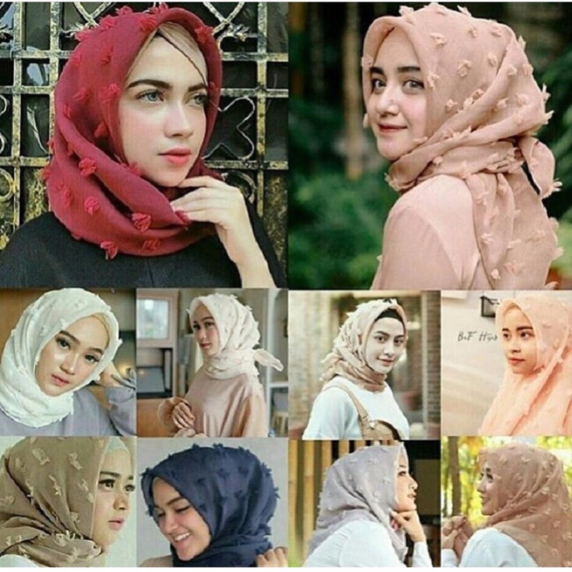 Hijab - Jilbab Feather Square Kerudung Segiempat Organza Linen Rubiah 