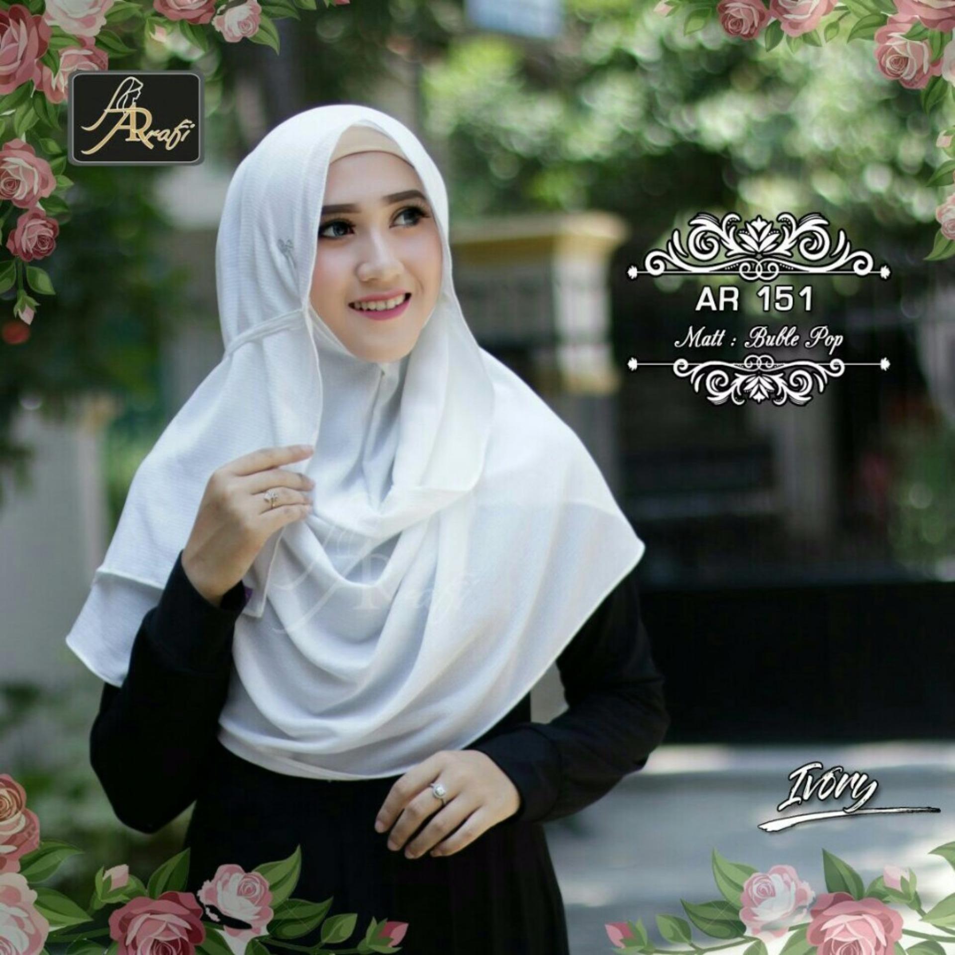 Hijab Jilbab kerudung pashmina instant pastan tali serut AR RAFI 151 white Hijab Jilbab kerudung pashmina instant pastan tali serut AR RAFI 151 white