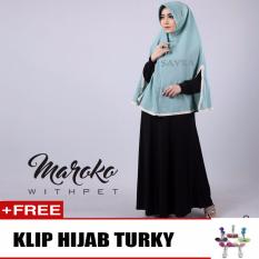 Hijab Jilbab Khimar Maroko Withpet Biru Free Klip