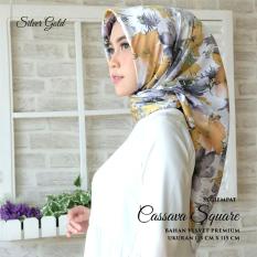 Hijab Kananta Jilbab Segiempat Hijab Motif Bunga Warna Kain Velvet Premium / Maxmara Halus tebal tidak nerawang Square Cassava