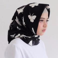 Hijab - Kerudung Segi Empat - Cotton Japan - Zaskia Black / Jilbab
