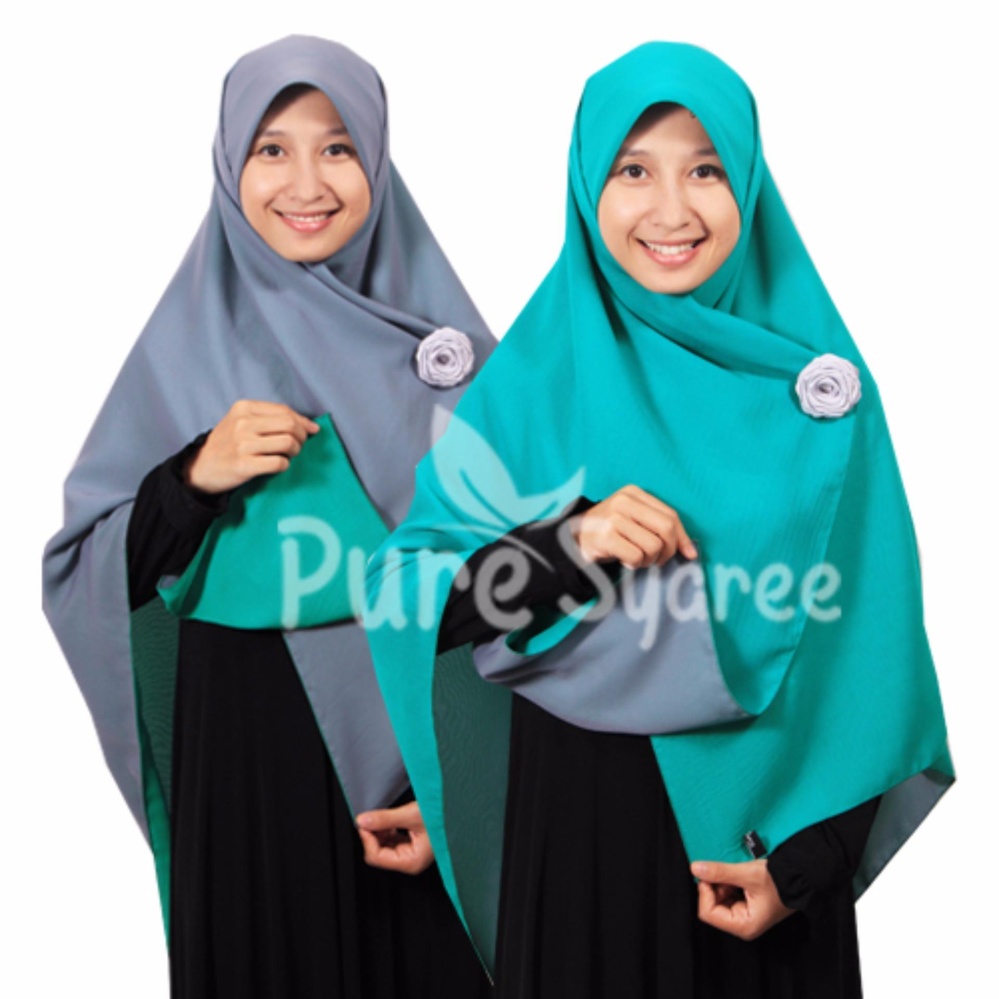 Hijab - Kerudung Segi Empat - Hijab Syari Bolak Balik Abu Toska 