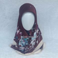 Hijab Maula Jilbab Segiempat Umama Kerudung Velvet Motif 11 - Coklat Tua