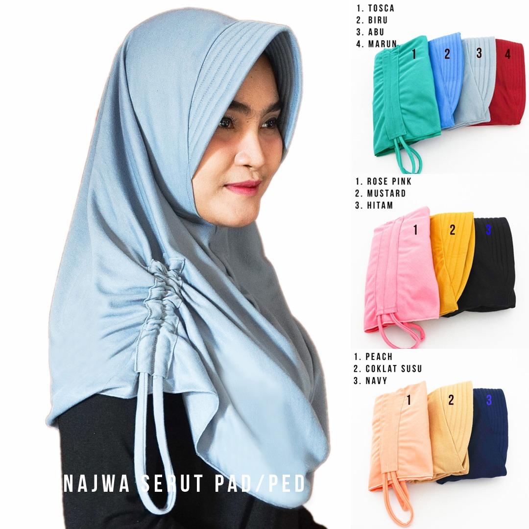 Hijab Najwa PAD/PED Serut Jilbab Instan Kerudung Khimar Instan