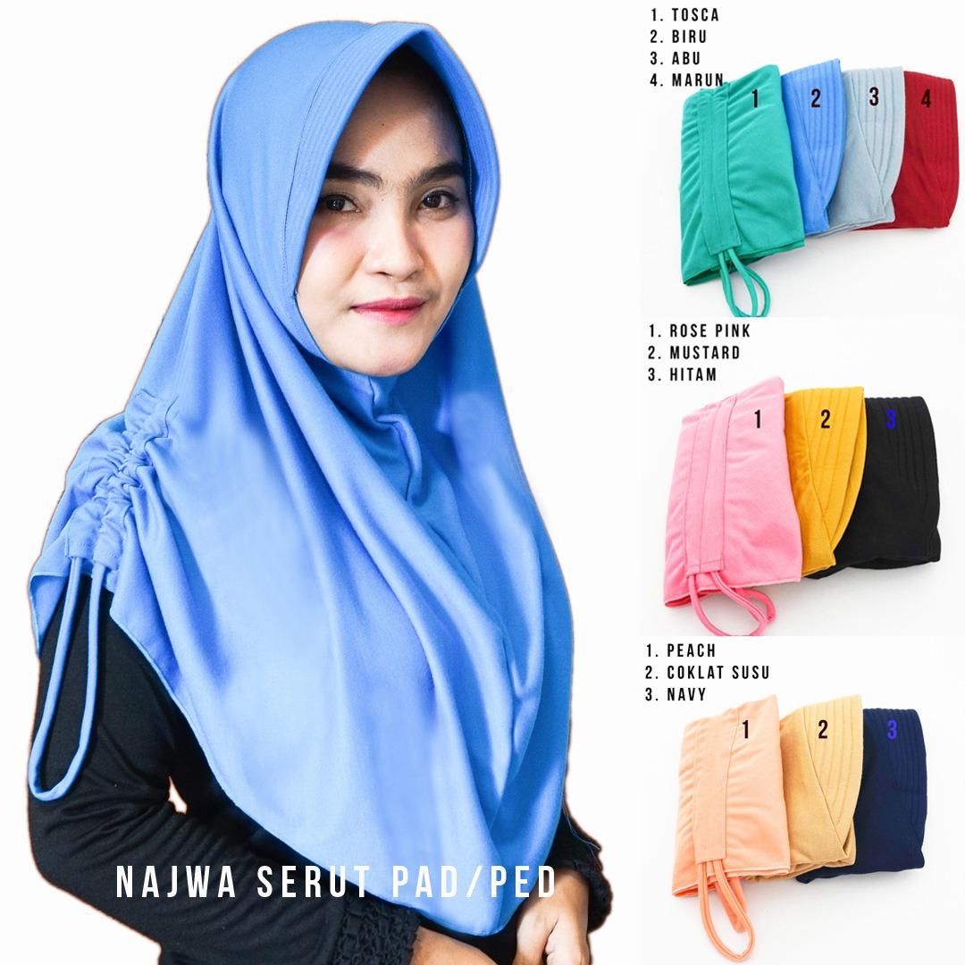 Hijab Najwa PAD/PED Serut Jilbab Instan Kerudung Khimar Instan