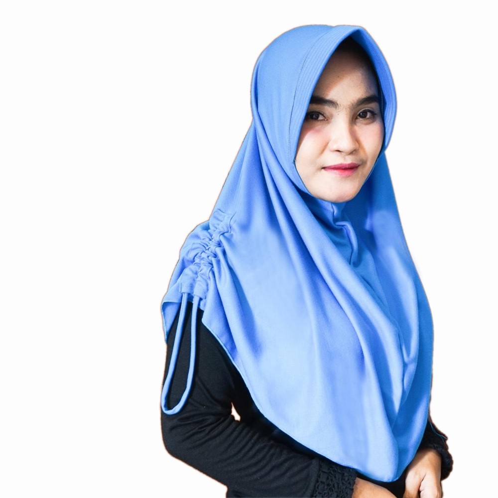 Hijab Najwa PAD/PED Serut Jilbab Instan Kerudung Khimar Instan - Biru
