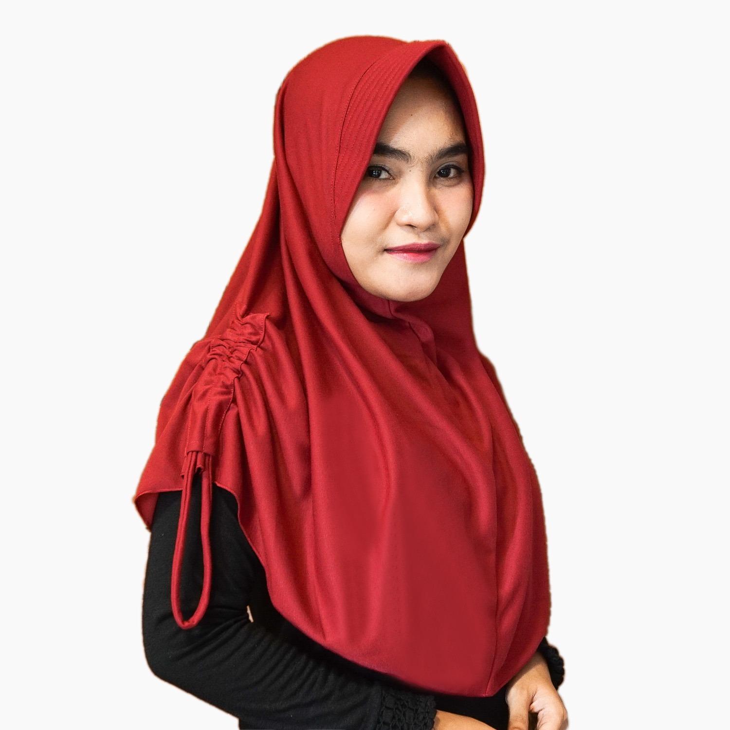 Hijab Najwa PAD/PED Serut Jilbab Instan Kerudung Khimar Instan - Maroon
