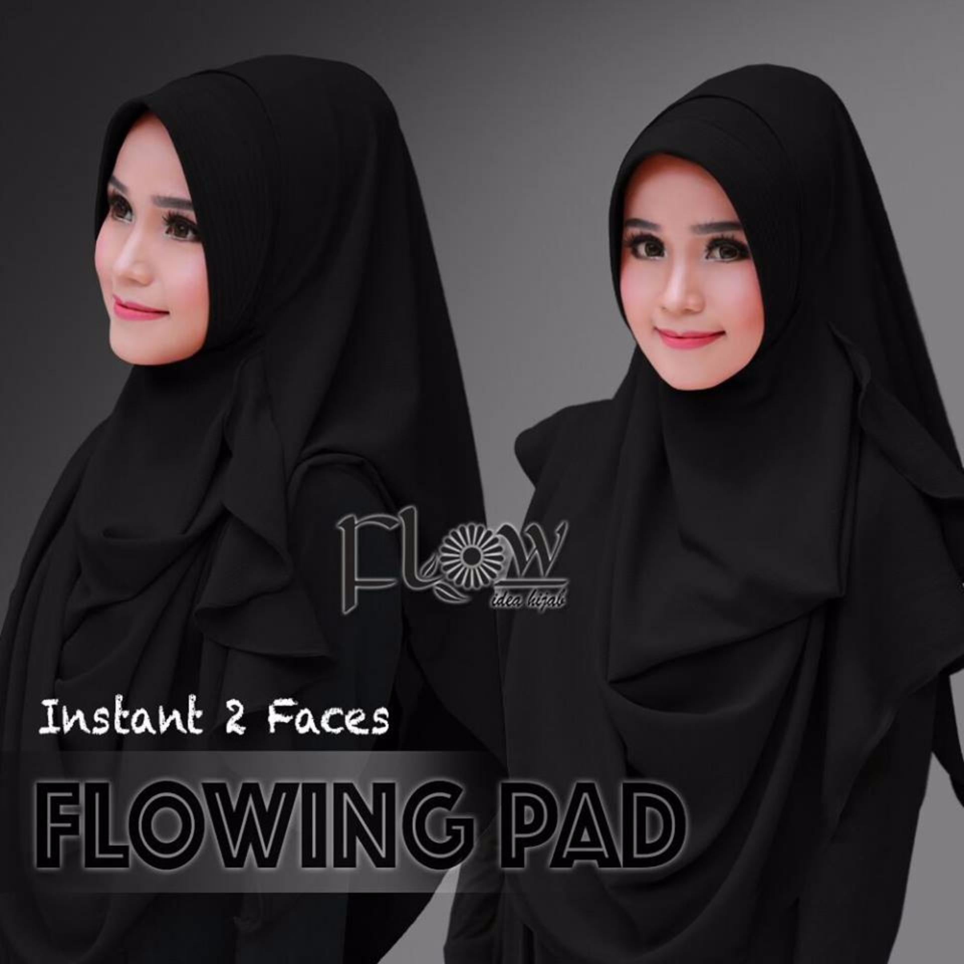 Hijab Pashmina Instan Flowing Pad-Hitam