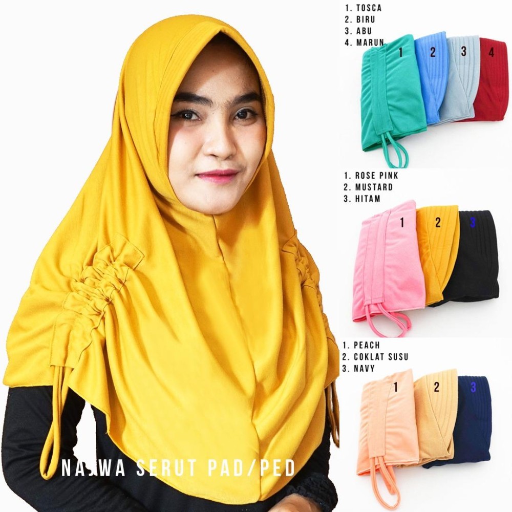 Hijab Ped Serut - Kerudung Jilbab Instan Pad Serut Hijab Instan Khimar