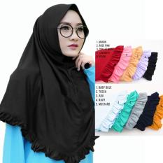 Hijab Rempel Lipit - Kerudung Jilbab Instan Rempel Polos - Hijab Instan Kaos Katun Rempel