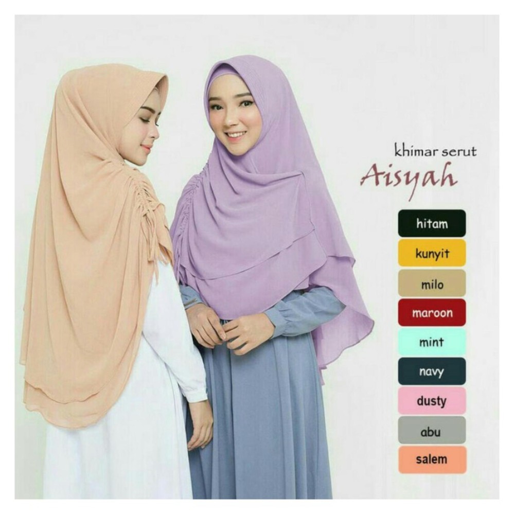 Hijab/Jilbab Khimar Aisyah Serut - Hijab Polos - Double Layer Sifon Ceruti - Marun