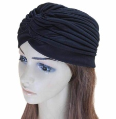 Jilbab Fashion Headwear Wanita Sorban Muslim Headwrap Headband Yoga Hat Cap Headbands Black Red Ungu Kuning Blue Gold Silver- INTL
