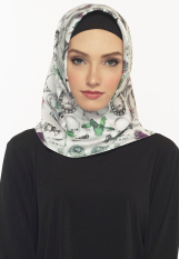 Hijabstore - Angel Lelga Original Scarf 012 Abu-Abu Muda Motif Bincin Dan Berlian