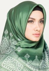 Hijabstore - Angel Lelga Original Scarf AL 001 - Dark Green Motif Etnik