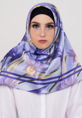 Hijabstore - Angel Lelga Original Scarf AL 002 - Ungu Motif Bunga