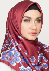 Hijabstore - Angel Lelga Original Scarf AL 004 - Maroon Motif Bunga