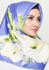Hijabstore - Angel Lelga Original Scarf AL 046 - Blue Motif Bunga