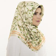 Hijabstore - Angel Lelga Original Scarf AL 212- Cream Yellow Green Leaves