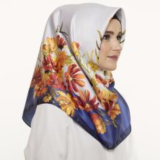 Hijabstore - Angel Lelga Original Scarf AL 225 - Grey Navy Orange Floral