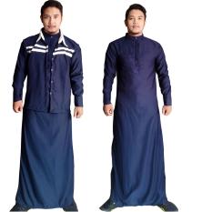 Hisan Jubah HGR05 Gamis Pria Rompi Fatir - Dongker