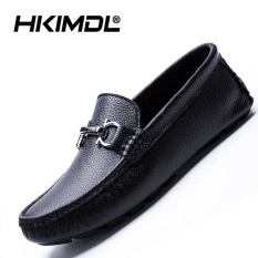 HKIMDL Men New Leather Casual Driving Carrefour Shoes Slip-Ons & Loafers Black - intl