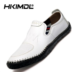 HKIMDL New Leather Casual Driving Slip-Ons & Loafers Men Carrefour Shoes White - intl
