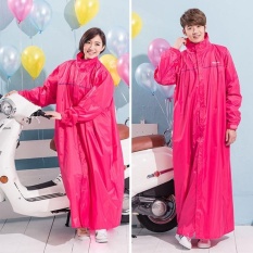 HKS Taiwan Impor Dewasa Bagian Panjang Jas Hujan Wanita Longmale Hijau Jepang Bahan Electric Car Coat-Single (Pure Peach) -Intl