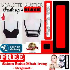 HOKI COD - Bra Sport Tali 6 + Busa + Push Up (Tanpa Kawat) - HITAM Limited Edition FREE Sabun Bulus Mbak Ireng Pembesar Payudara - 1 Pcs