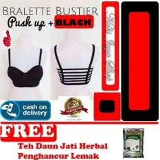 HOKI COD - Bra Sport Tali 6 + Busa + Push Up (Tanpa Kawat) - HITAM Limited Edition FREE Teh Daun Jati Cina Pelangsing - 1 Pcs