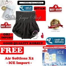 HOKI COD - Munafie Slim Pant Celana Korset - All Size - Hitam + Gratis Cairan Air Soflens / Air Pembersih Softlens X2 ICE Solution 60ml / 60 ml - Air Soflen