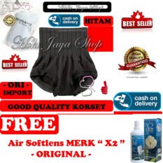 HOKI COD - Munafie Slim Pant Celana Korset - All Size - Hitam + Gratis X2 Cairan Air Softlens 60 Ml Untuk Pembersih Cairan Air Soflens - Cairan Air Soflen - 60mL - 1 Pcs