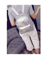 Tas Ransel Cewek Keren Warna Perak Hologram Warna-Warni Pelangi